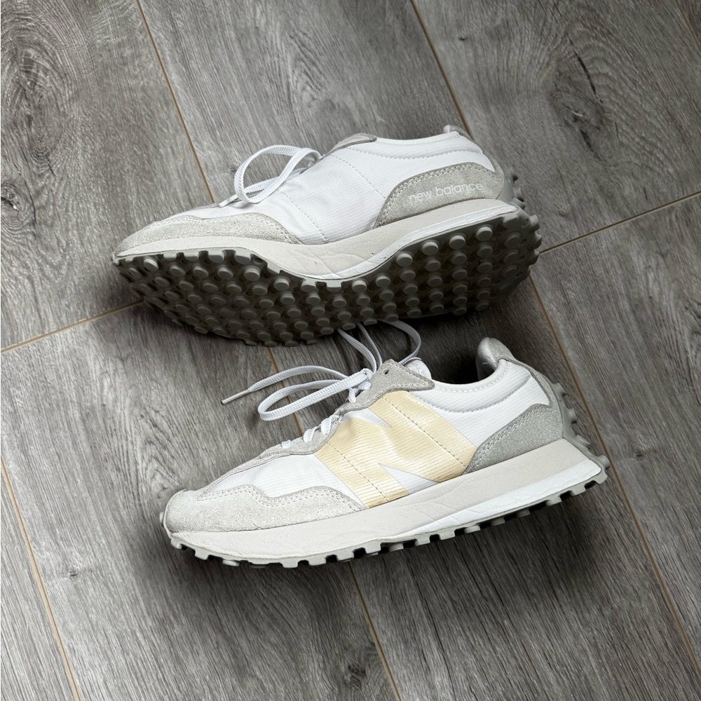 New Balance White and Light Gray Athletic Shoes